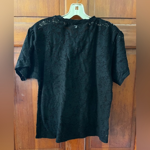 Y2K Vintage Lace Top Sheer Floral Mesh Tee Stretch Shirt 90s 2000s Retro Size L - Picture 4 of 6